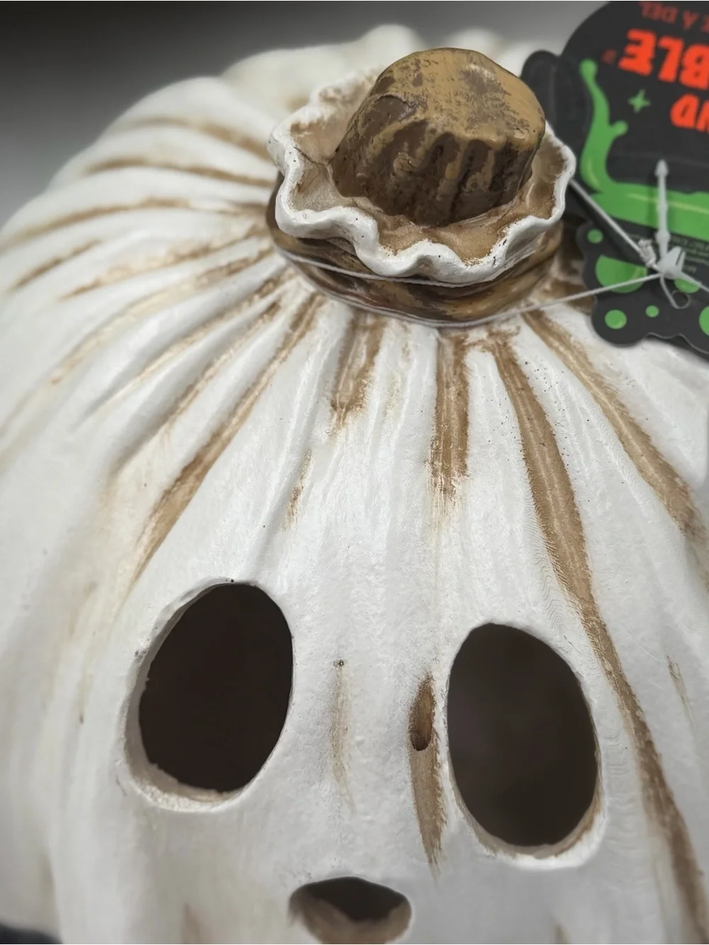 Viral toil & trouble led ghost pumpkin ceramic halloween decor 7”